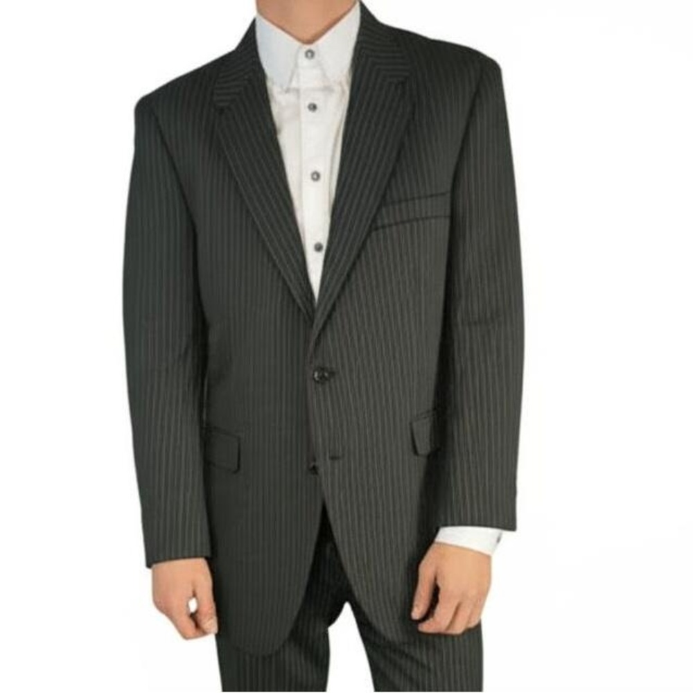 American Fashion Collection Men Suit Jacket Dark Grey Pinstripe Two Button